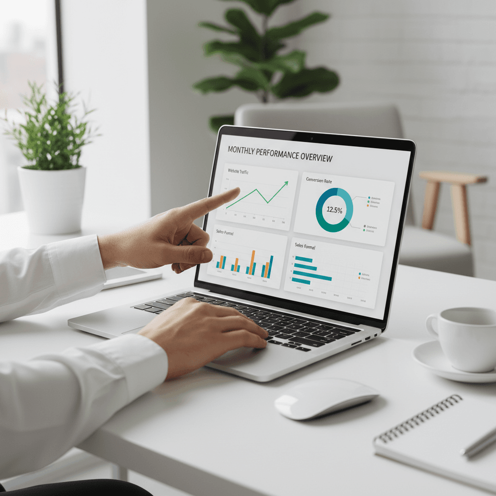 Businessman reviewing PPC campaign data