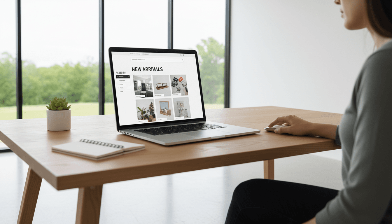 E-commerce site mockup on laptop