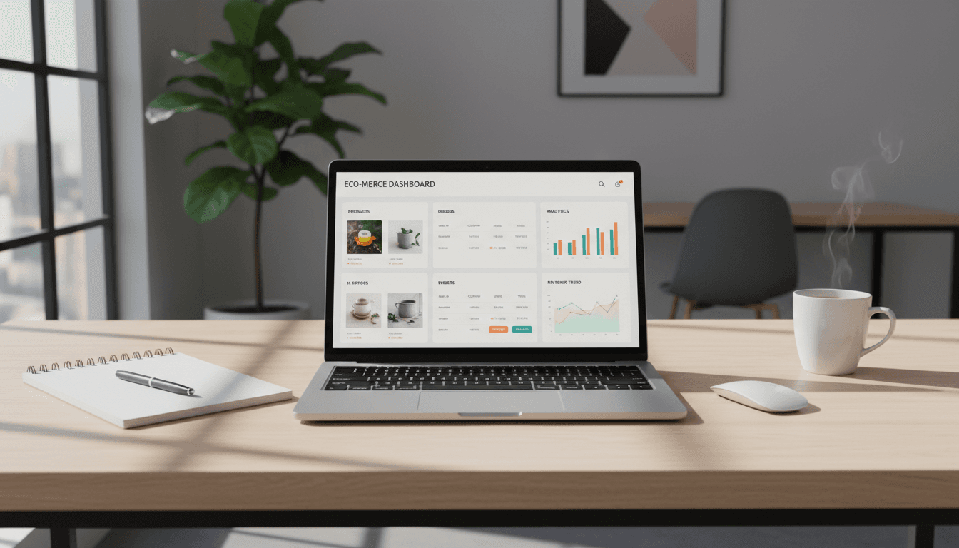E-commerce marketing dashboard showing metrics