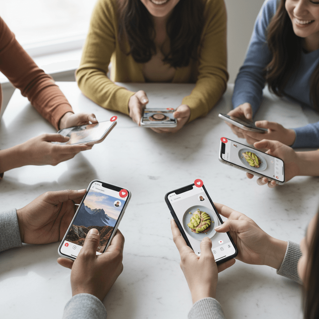 Social media content on phone